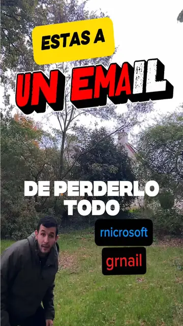 Florian con el texto «Estás a un email de perderlo todo» y los dominios falsos rnicrosoft y grnail